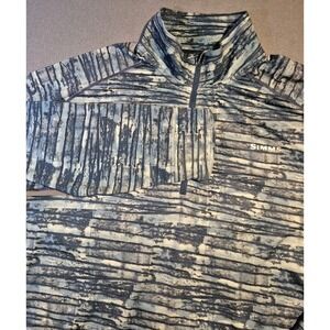 Simms Solarflex UPF 50 Men's 2XL Blue & Gray Fishing‎ Outdoor 1/4 Zip Pullover
